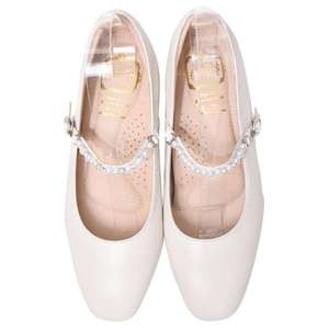 Mocassins en peau de mouton blanche à bout carré avec fermeture à bande élastique et doublure rembourrée toutes saisons pour femme - Product Image 1