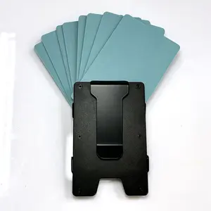 Carteira de metal com dobradiças modelo H para homens, carteira com bolso frontal fino e bloqueio de RFID, porta-cartões minimalista em fibra de carbono com clipe para dinheiro
