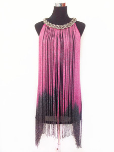 <span class=keywords><strong>Robe</strong></span> mini <span class=keywords><strong>pour</strong></span> femme à longues franges, <span class=keywords><strong>robe</strong></span> sexy sans manches à dégradé, jupe à dégradé de couleurs - Product Image 1