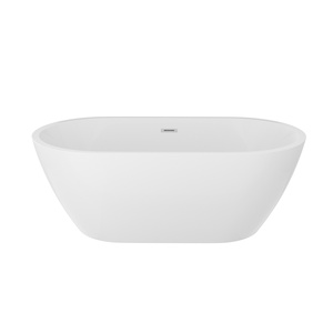 Noi Stock Center drenaggio contemporanea ammollo vasca bianca con Overflow nero <span class=keywords><strong>e</strong></span> scarico 59 "acrilico Freestanding vasca da bagno nave libera - Product Image 2