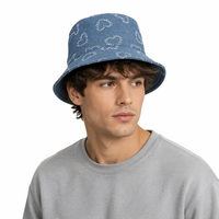 Sombrero de Pescador de Mezclilla Lavada Jacquard de Alta Calidad Personalizado al por Mayor, Gorra Casual Vintage
