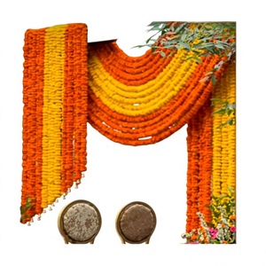 Guirlande de perles décorative en fleurs de souci jaunes, rideau perlé pour fêtes, mariages, Diwali, Nouvel An, banquets Panchayat et décoration intérieure - Product Image 4