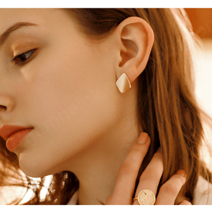 Gemnel Minimalist Gold Plated Chunky All-match Quadrilateral <b>Stud</b> <b>Earring</b> - Product Image 2