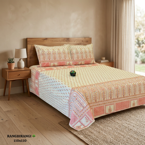 Great Quality Cotton <b>Bed</b> <b>Cover</b> Set Discharge Printed Pillow <b>Covers</b> Jaipur Style Bedding Set for Home Hotel Use - Product Image 3