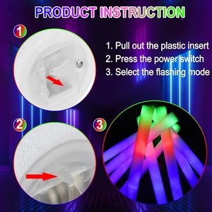 แท่งโฟมไฟ LED แบบกำหนดเอง เรืองแสงในที่มืด มี 3 สี กระพริบเป็นรูปกระบอง สำหรับงานปาร์ตี้ งานแต่งงาน งานคอนเสิร์ต - Product Image 3