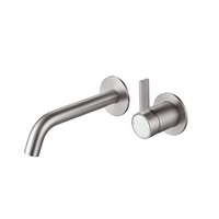 Mitigeur mural monotrou en laiton de style moderne pour salle de bain, avec cartouche céramique, eau chaude/froide, finition brossée, aérateur NEOPEL