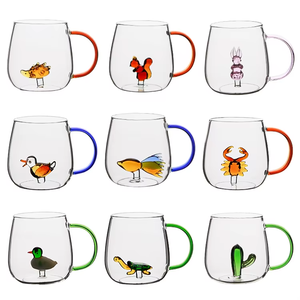 Mug créatif en <span class=keywords><strong>verre</strong></span> borosilicate soufflé à la main, coloré et personnalisé, en forme de canard 3D, 400 ml, sans BPA, réutilisable, alimentaire, pour la maison - Product Image 5