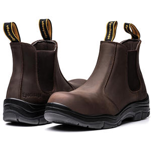 Botas de trabajo de seguridad con punta de acero ligeras para hombre, suela de cuero de vaca, antideslizante, PU, entornos industriales de fábrica - Product Image 1