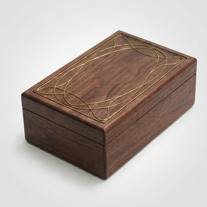 Modern Wooden Storage Box <b>Rectangle</b> Organizer Case Compass Inlay Sundries <b>Bin</b> Home Office Gift Handcrafted High Finish 3-6L - Product Image 1