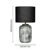 Lampe de bureau en céramique, lampe de chevet au design artistique moderne, base circulaire originale, abat-jour en tissu, flexible, électrique AC, LED, vert armée, blanc chaud