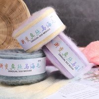 Fil à Tricoter Main en Gros 100g Dégradé Mohair Soie pour Pull, Haute Résistance, Longue Section Teinte, Pelote Fine de Gâteau, Mélange