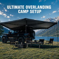 Auvent latéral de voiture 270 degrés à double poteau avec éclairage et auvent en forme d'éventail, en tissu Oxford imperméable, idéal pour le camping et les SUV – Vente directe usine
