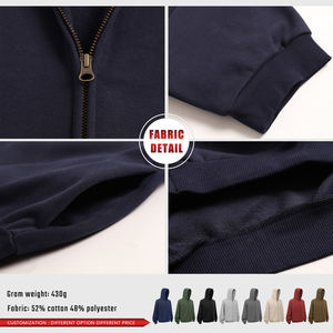 Sweat à capuche zippé YKK pour homme, 430 grammes, polaire chaud, coupe oversize, poche dissimulée, motif uni, pour l'hiver, service OEM disponible - Product Image 6
