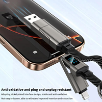Charger Cepat 65W Grosir Tipe C 4-in-1 Gantungan Kunci LED Layar Digital Kabel Charger Kabel Data Charger Portabel untuk Ponsel Pintar