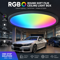 Vente en gros de boîtes à lumière en tissu extensible PVC à changement de couleur RVB, éclairage LED pour plafond, pour salle d'exposition automobile, bar, club