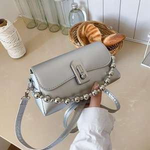 Femmes Cuir Boîte Sac Argent Perlé Poignée Épaule Crossbody Purse - Product Image 4