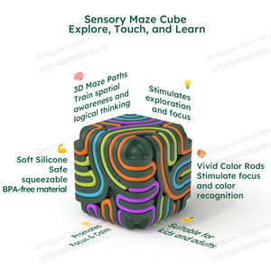 Planche d'activités sensorielles 3D, jouet anti-stress pour TDAH et autisme, cube en silicone multicolore portable pour les 14 ans et plus - Product Image 2