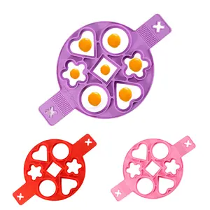 Bandeja de anillos de huevo de silicona antiadherente Moldes de anillo de huevo fáciles de limpiar para huevos, panqueques, sándwiches de desayuno