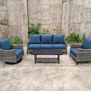 China 15 years factory 6pcs/set outdoor rattan furniture garden sofas with cushion