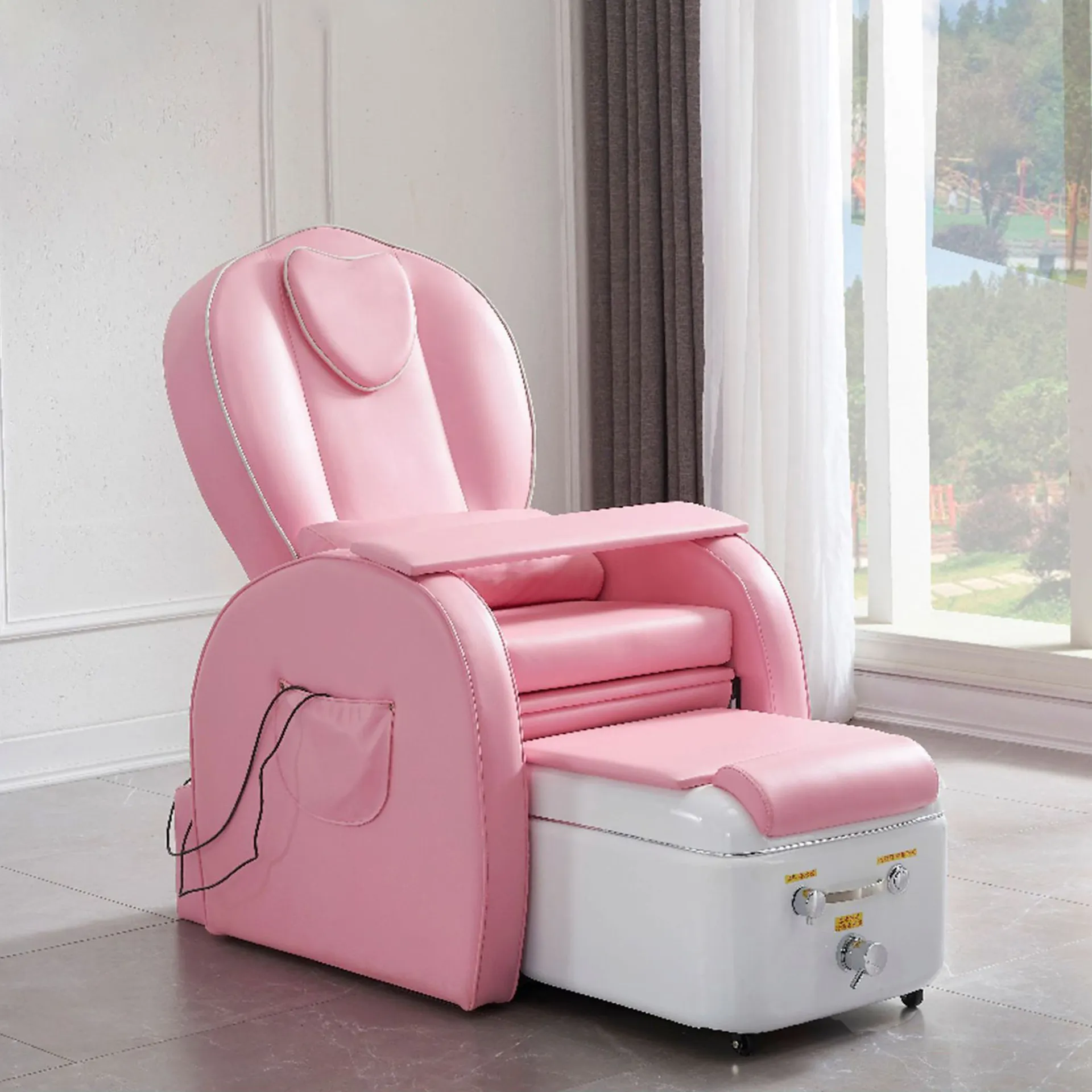 Grosir Furnitur Salon Kecantikan Kuku Modern Tidak Ada Pipa Pedikur Kursi Pusaran Air Spa Kaki Manicure Pink Pedicure Kursi