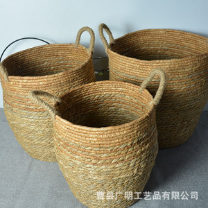 <b>Wicker</b> <b>Laundry</b> <b>Baskets</b> Round Linen Eco-Friendly Storage Organizer For Home Use - Product Image 1