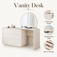 Commode de rangement intégrée de style italien, laquée, multi-tiroirs, luxueuse et crémeuse, pour chambre à coucher - Prix de gros