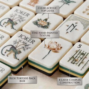 Tablevibe Lightweight Premium Mahjong Tiles With Pink Back Texture <strong>Blank</strong> Customizable <strong>Game</strong> Pieces - Product Image 6