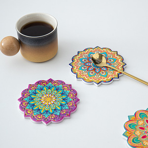 Tian Tian Hong <b>Ceramic</b> <b>Coasters</b> Round Heat Resistant Floral Design Embossed Printing Promotional Use - Product Image 3