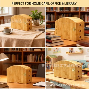 Caja de Almacenamiento para Teléfono Móvil de Bambú de 21 cm, Caja de Madera para el Hogar con Compartimentos Multicapa y Tapa - Product Image 5