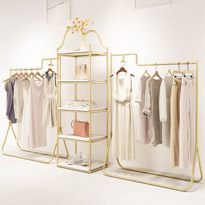 卸売ゴールド衣類ラック布ショップ靴バッグディスプレイスタンド棚ブティック家具 - Product Image 6