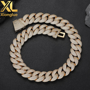 Men's Trendy 24mm <b>Copper</b> Full Zircon Bubble Cuban Chain Necklace Personalized Gold Plated Hip-Hop Jewelry Gift - Product Image 4