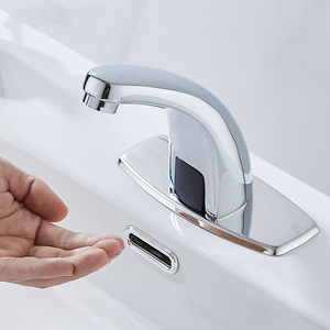 Grifo de Baño Sin Contacto de Latón Sólido Cromado, Grifo de Lavabo Automático <span class=keywords><strong>con</strong></span> <span class=keywords><strong>Sensor</strong></span> de Movimiento y Placa de Sujeción para Uso Comercial y Doméstico - Product Image 4