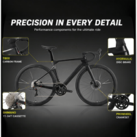 Vélo de route en fibre de carbone 700C, 24 vitesses, freins à disque hydrauliques, roues en alliage, pour adultes, course, cyclisme, triathlon, entraînement