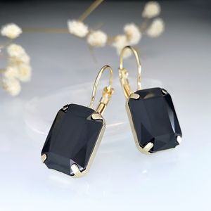 Orecchini Pendenti Geometrici Ottagonali con Dettaglio in Pietra Decorativa, Stile Minimalista, Accessori di Moda per Donne - Product Image 3