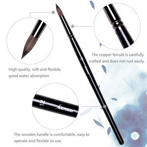 Fuumuui Nouveau Set de 7 Pinceaux Ronds à Pointe Fine Personnalisés en Poils de Vison Kolinsky pour <span class=keywords><strong>Aquarelle</strong></span> et Fournitures Artistiques - Product Image 4