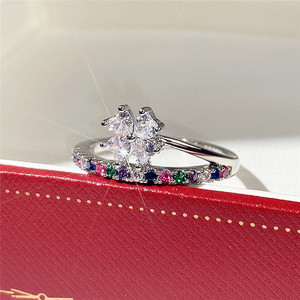 Anello F1183 con Moissanite a Forma di Fiore, in Argento 925, Anello di Fidanzamento a Grappolo per Donne, Taglio Brillante Rotondo con Montatura a Griffe - Product Image 4