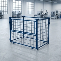 Cage métallique pliable personnalisée en acier et bois à ouverture latérale avec revêtement en poudre pour stockage en entrepôt – Fournisseur OEM/ODM