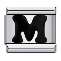Bracelet à breloques italiennes avec lettres, modules DIY d'initiales anglaises noires avec technique d'huile coulante