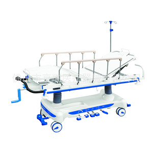 Chariot de transfert hydraulique Henry HR-127, lit d'hôpital à hauteur réglable avec 4 roulettes pour les soins d'urgence aux patients - Product Image 1