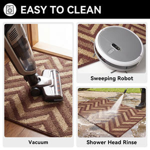 Paillasson rectangulaire antidérapant style nordique à chevrons, tapis d'entrée pour usage domestique en fibre de polyester à poils bicolores - Product Image 2