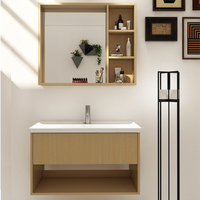 Usine de gros personnalisé contreplaqué peint armoire de salle de bain murale salle de bain vanité avec miroir pour hôtel
