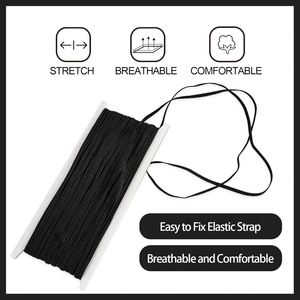 Cordón de Macramé Negro Recubierto y Trenzado de 1/8 Pulgadas, Longitud Personalizable, Correa Elástica de Poliéster y Goma para Bolsos, Manualidades DIY - Product Image 3