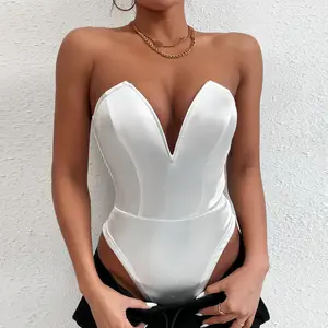 Tight-fitting leggings jumpsuit women's summer jumpsuit women's V-neck strapless one-piece top