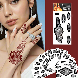 Plantilla autoadhesiva de PVC personalizada, transferencia DIY, pegatina temporal de impresión, pintura facial de mano, plantilla de tatuaje con aerógrafo Henna - Product Image 1
