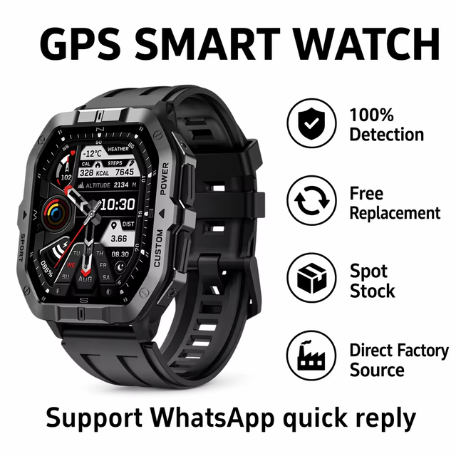 C32 Pro Outdoor Sport Smart Watch Rugged GPS 2.02 Inch Screen Waterproof 100+ Sports HR & SpO2 BT Call Factory OEM Customizable