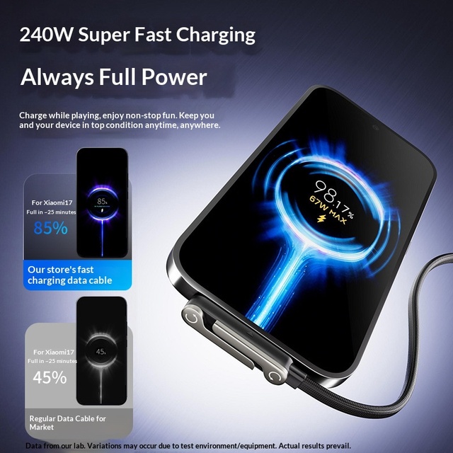 240W USB C Fast Charging Cable | Braided Zinc Alloy Type C Cord for Laptop MacBook Tablet Phone & Smartwatch-Black