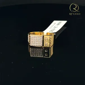 Elegant gold <b>mens</b> <b>ring</b> with sparkling stones square face bold design luxury jewelry for weddings parties and daily wear gift - Product Image 1