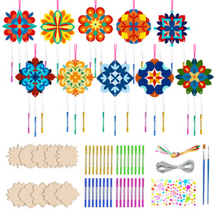 Carillon éolien Mandala en peuplier - Kit de décoration artisanal à finir soi-même, gravé au laser, pour la maison - Product Image 4