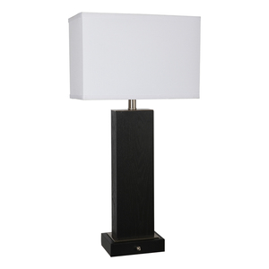 Lampe de table carrée moderne en métal noir avec abat-jour en tissu pour la maison, le bureau, l'hôtel, la chambre d'hôtes, le salon, la chambre à coucher, la décoration d'éclairage domestique - Product Image 1