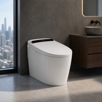 WC intelligent en céramique avec bidet intégré, réservoir d'eau, fonctionnement sans électricité, bouton rotatif de chasse d'eau, cuvette de toilettes
